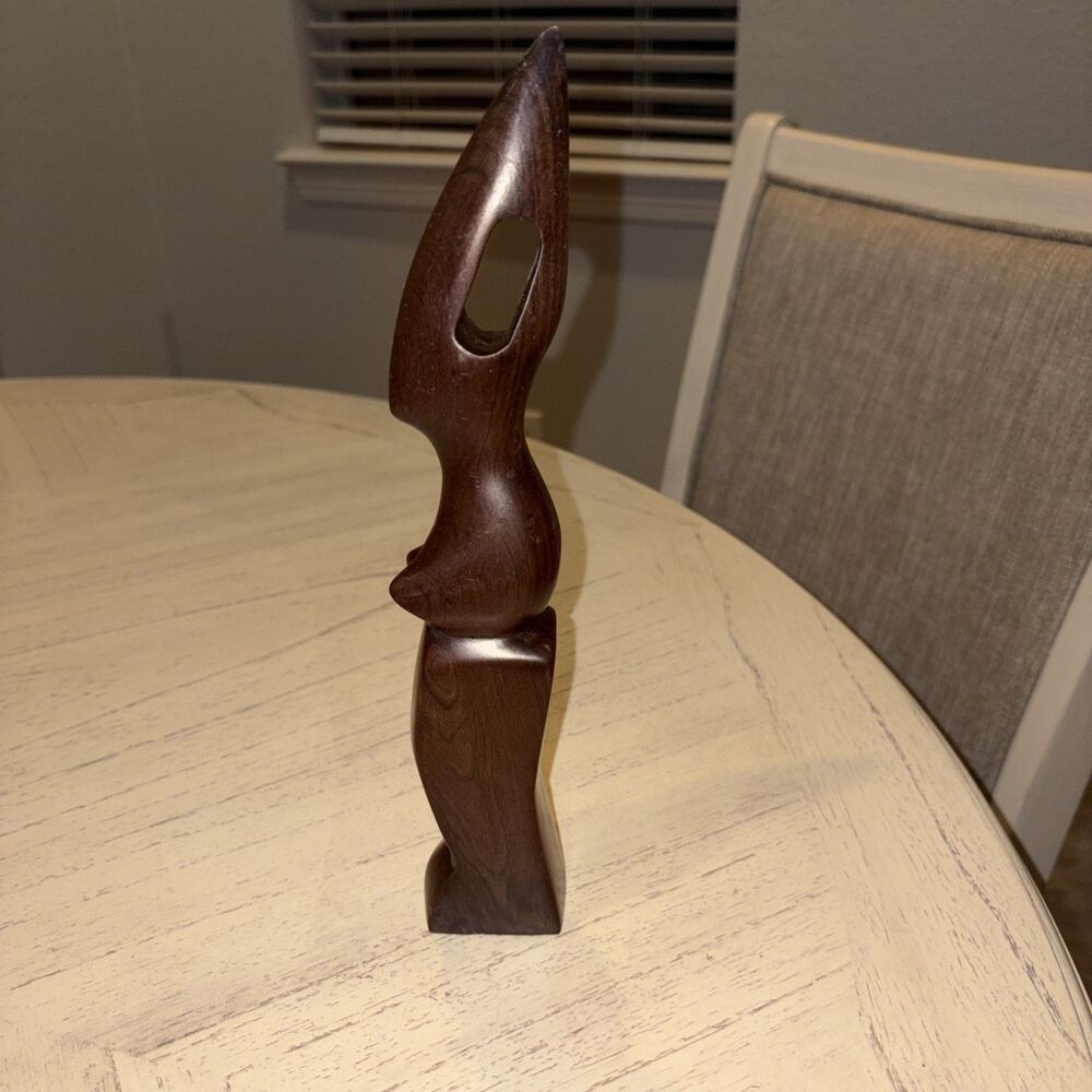 Vtg Modernist Abstract Carved Wooden Sculpture Statue MCM Art Nude 11” Figural